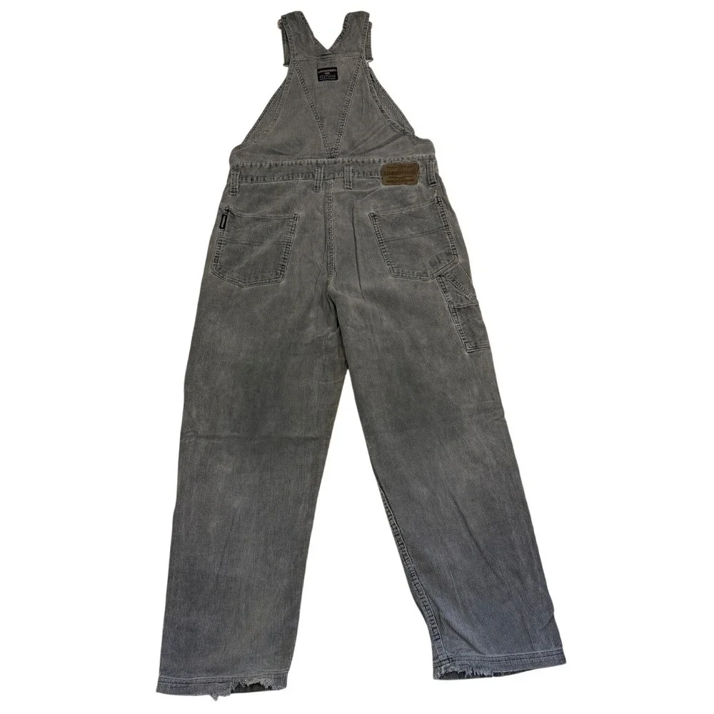 Union‎ Bay Grey Corduroy Overalls Vintage Wide Leg Bib Adjustable Strap Y2K Med